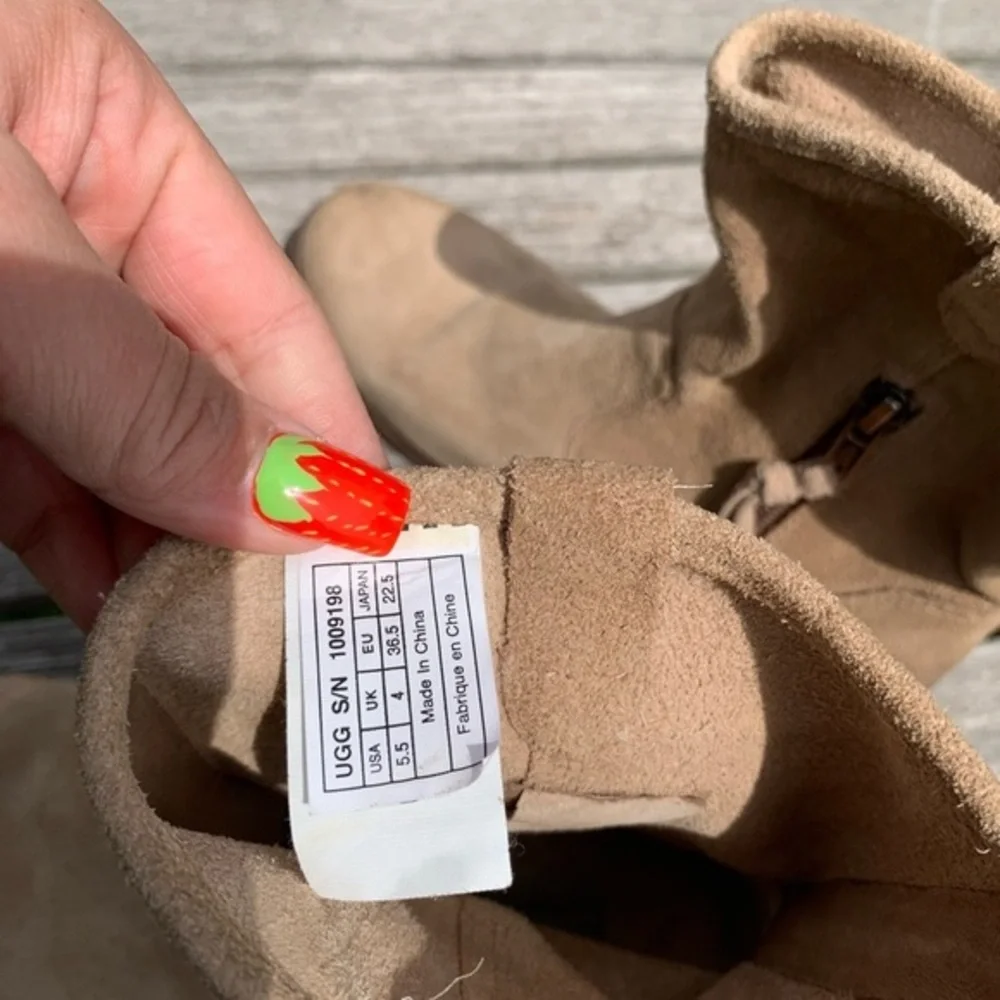 UGG Rioni Tan Suede Leather Soft Pull On Mid Boots‎
